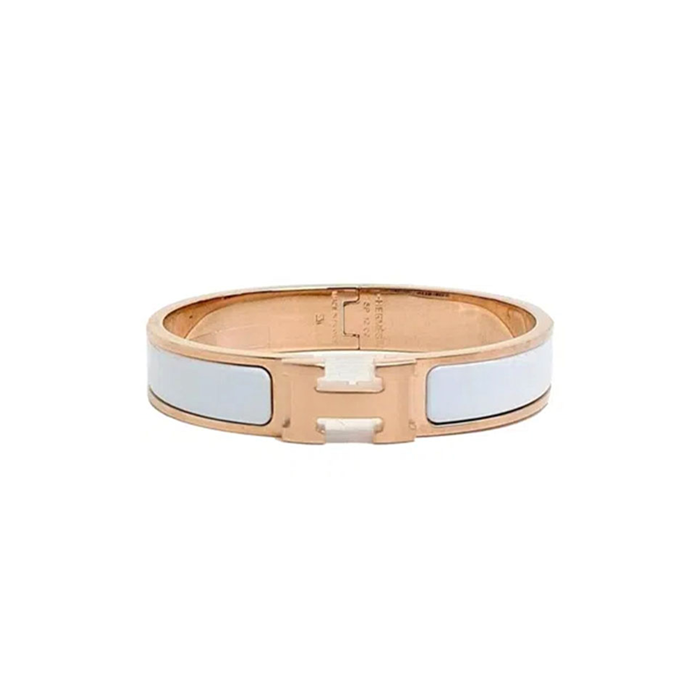 HERMÈS WHITE ENAMEL NARROW CLIC CLAC H BRACELET PM